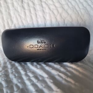 Coach Black Hardshell Glasses Sunglasses Embossed Case Gold Lettering
